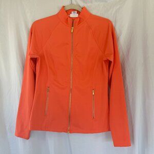 Sigrid Olsen Golf & Tennis Jacket Womens S Small Coral Full Zip Gold Zippers